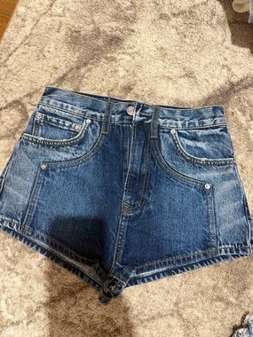 GRLFRND Dark Blue High-Rise Denim Shorts